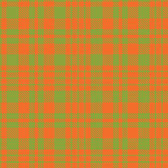 Dusky vomit green and Light orange Seamless Tartan Fabric Design