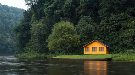 Tranquil lake house nature scene peaceful landscape photography