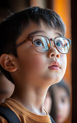 Curious Child in Glasses: A Tender Portrait