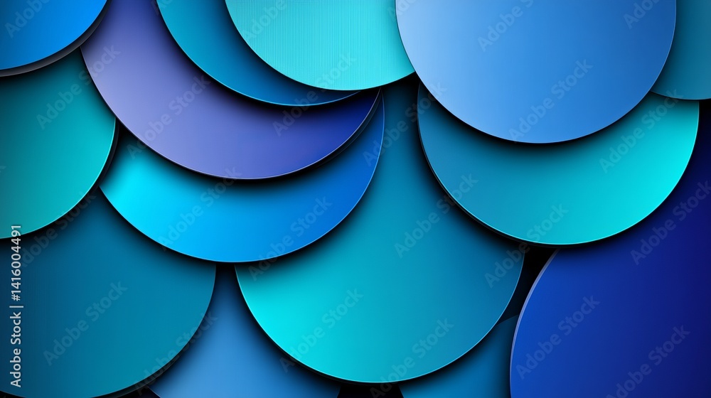 Aufkleber overlapping circles in shades of blue and turquoise create an abstract patterned design with subtle 