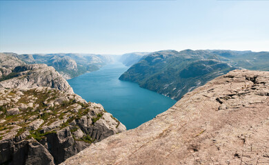 Edge of the cliff in Norway. Preikestolen