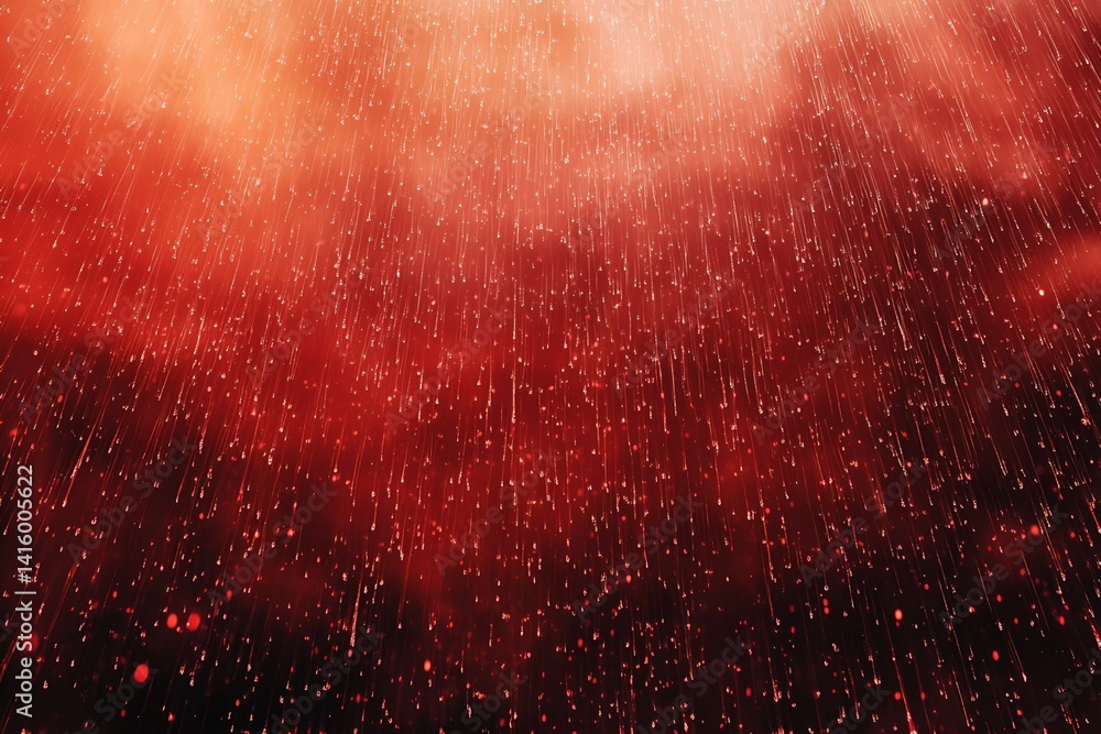 Poster descending particles in red gradient background