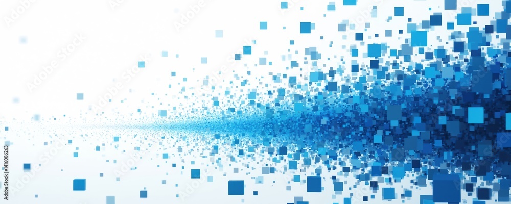 Poster dynamic abstract background with blue squares on white canvas creating modern geometric design digit