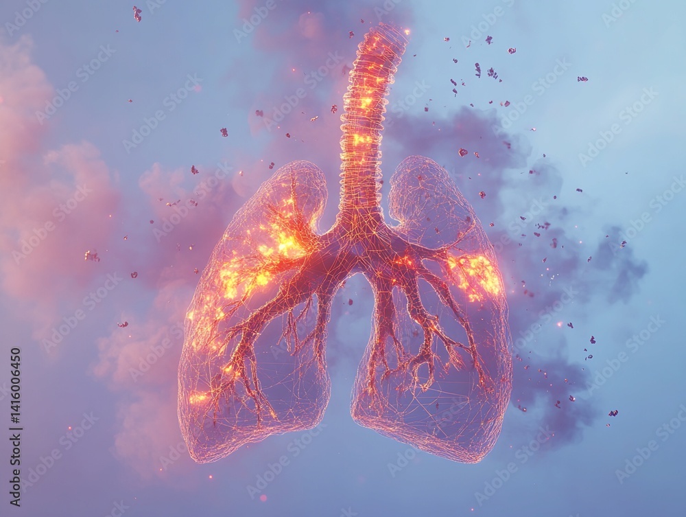 Aufkleber digital rendering of lungs with internal illumination