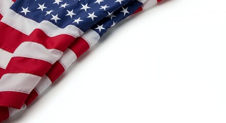 Fototapeta premium Close-Up of a Waving American Flag on White Background