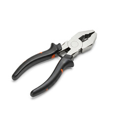 Obraz premium Isolated combination pliers with black grip handles on white.