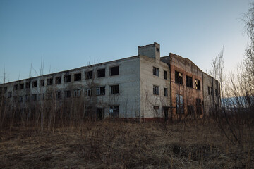 Obraz premium Old ruined abandoned industrial area