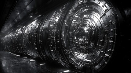 Abstract Metallic Tunnel Photo Of Futuristic Scifi Technology Industrial Structure Design