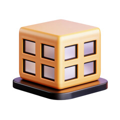 Obraz premium Creative 3d cube design digital art studio abstract perspective. Isolated on transparent background, png.