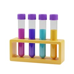 Colorful test tubes in rack on white background