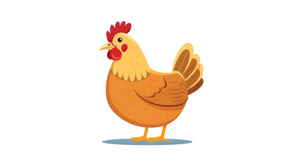 Fototapeta premium Chicken Hen Cute Cartoon Icon Illustration for Farm Animal Design