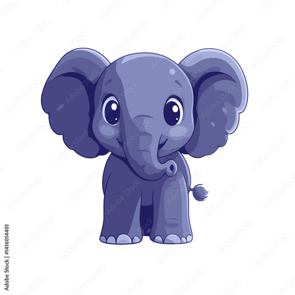 Aufkleber cute cartoon elephant icon showcasing a joyful expression in a simple flat design suitable for vario
