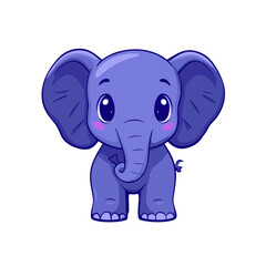Naklejka premium Cute flat cartoon icon of an elephant with large eyes and a playful expression in vibrant colors