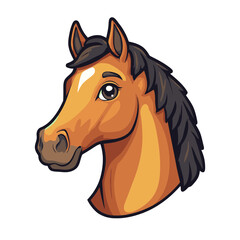 Friendly horse cartoon icon featuring a cheerful expression and simple flat design in vibrant colors