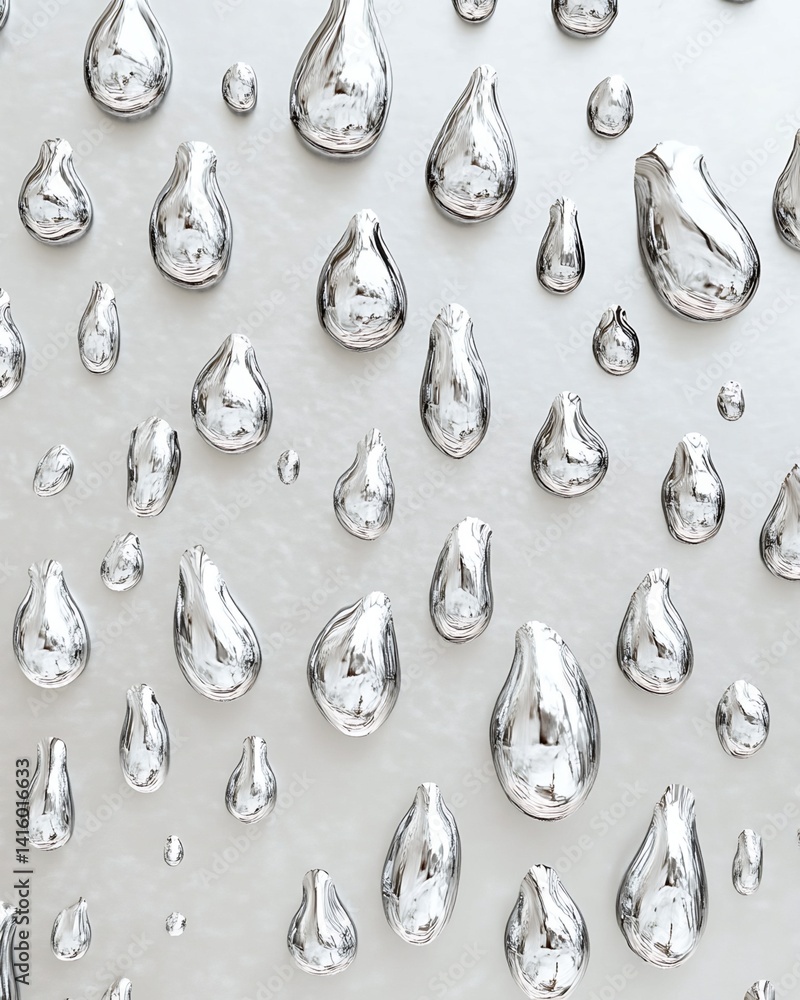 Poster silver teardrop pattern on light gray background