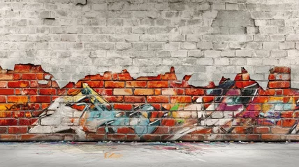 Photo sur Plexiglas graffiti brick wall