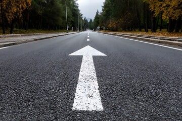 Obraz premium Endless road with arrow represents forward movement and growth mindset 