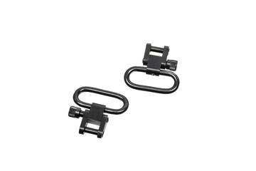 Pair of quick-detach sling swivels for rifle or shotgun isolated on white back
