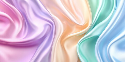 Obraz premium Abstract texture natural pastel color shimmering pearlescent texture. Folds of shiny fabric and waves