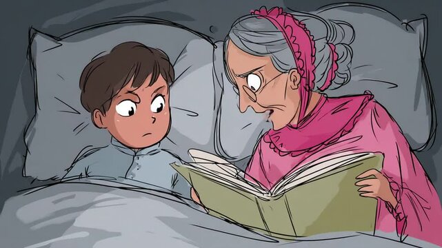 Grandmother Shares a Magical Bedtime Story With Her Grandchild Generative AI