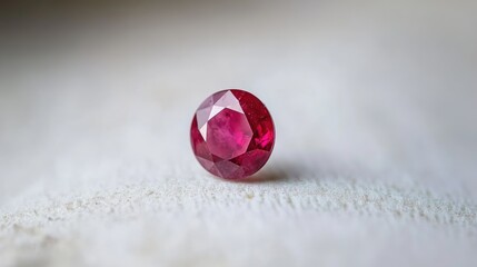 Round ruby gemstone with high-quality faceting showcased on a bright white studio backdrop