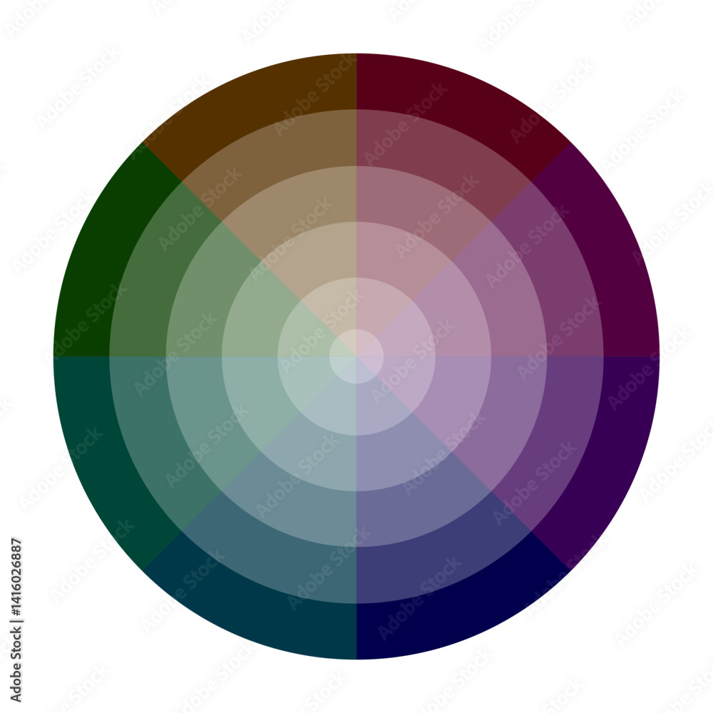 Aufkleber muted color wheel. circular gradient palette. spectrum tone variation. vector hue circle.