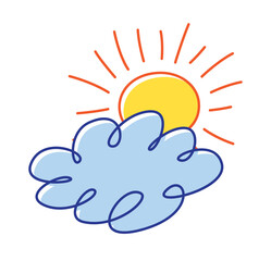 Sun and cloud cartoon doodle illustration
