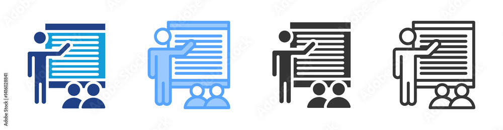 Poster Training icon set multiple style collection