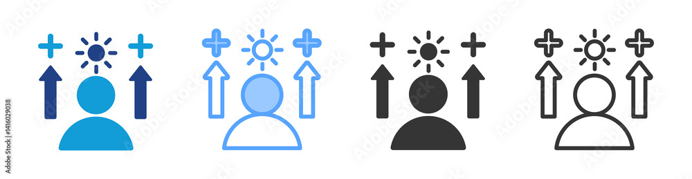 Aufkleber motivation icon set multiple style collection