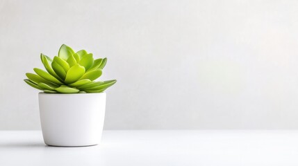 Simple succulent plant in white pot