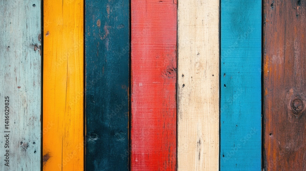 Poster a vibrant collection of colorful wooden planks creates a visually appealing background perfect for a