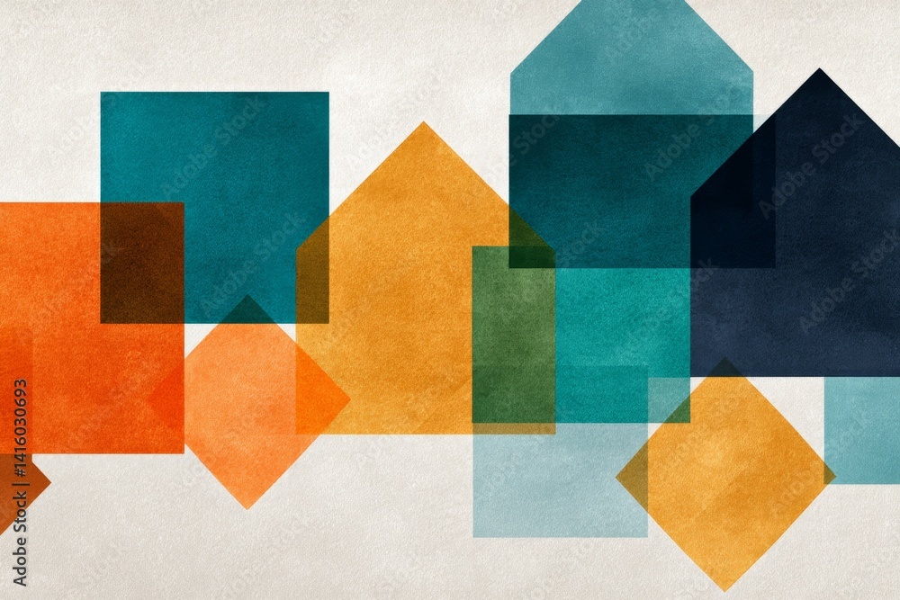 Poster abstract geometric composition with overlapping colored shapes