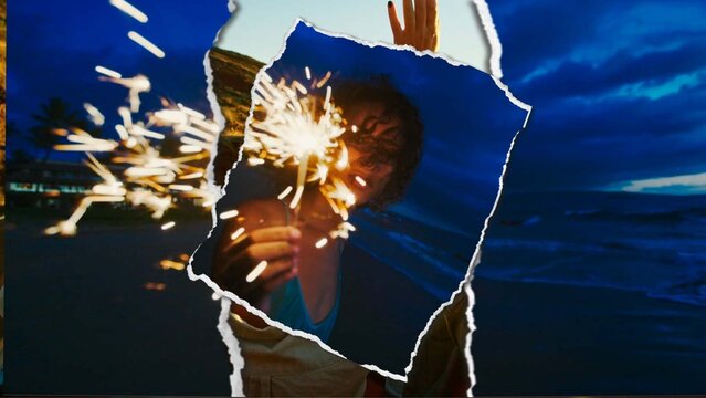 Template contains torn paper realistic transition effects. You can customize the color of the torn paper according to your needs.