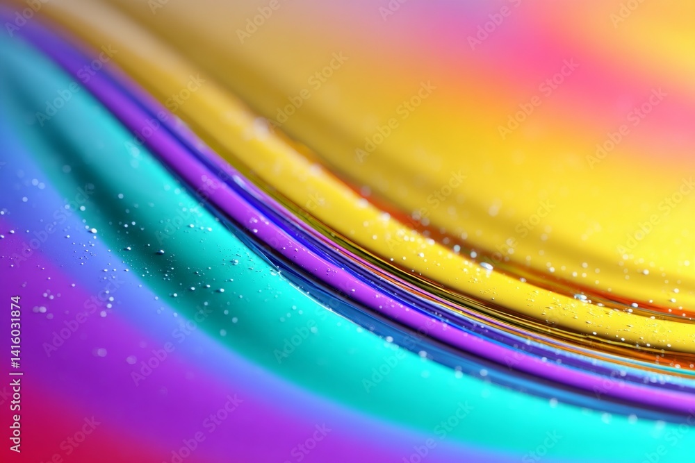 Poster vibrant abstract wave pattern with bright colors and sparkling details