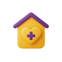 Obraz premium Health house with heart symbol on white background