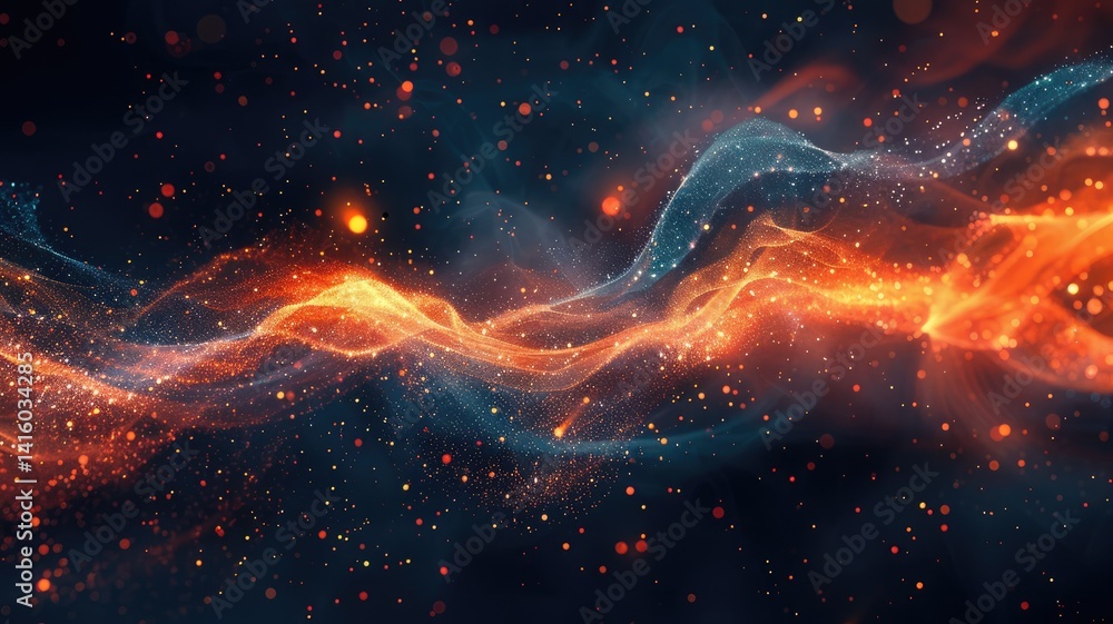 Poster abstract of seamless pattern magical star emit light in natural scene or sparkling particles on natu