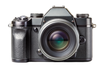 Vintage Camera CloseUp A detailed close-up captures the intricate design of a classic vintage camera, highlighting its lens and body, offering a glimpse into the world of photography.