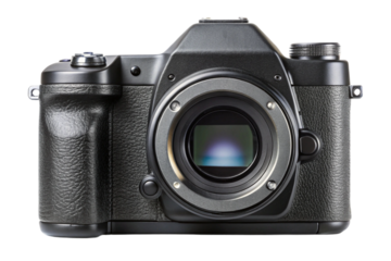 Digital SLR Camera A high-resolution image showcasing a professional-grade digital SLR camera, emphasizing its sleek design, sophisticated lens, and advanced features.