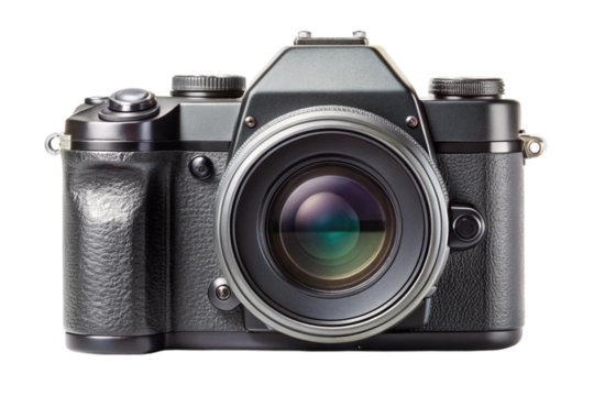 Vintage Camera CloseUp A detailed close-up captures the intricate design of a classic vintage camera, highlighting its lens and body, offering a glimpse into the world of photography.