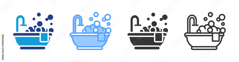 Poster Bubble Bath icon set multiple style collection