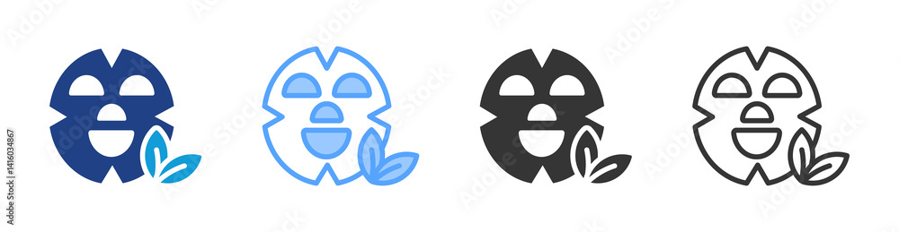 Poster facial mask icon set multiple style collection