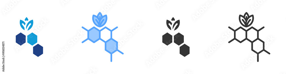 Poster organic compounds icon set multiple style collection