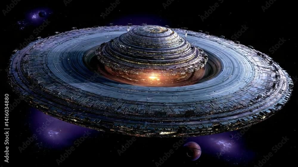 Poster massive alien structure in space showcases advanced tech generative ai