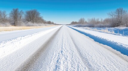 Obraz premium Snowy Road Through Winter Landscape