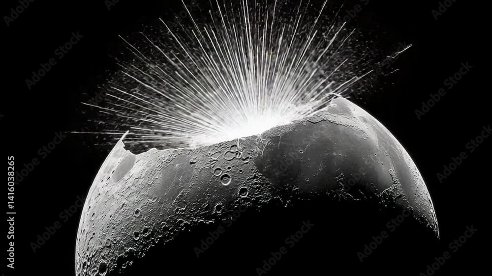 Poster Moon Cracking Open Reveals Pulsating Energy From Its Core Generative AI