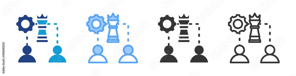 Poster strategies alliances icon set multiple style collection