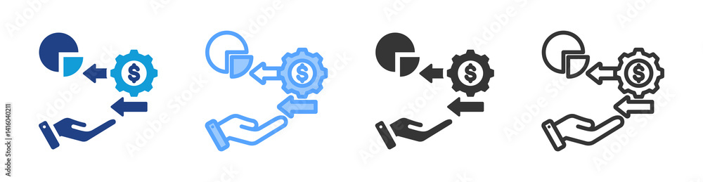 Poster Divesting Assets icon set multiple style collection