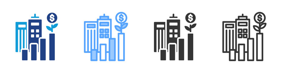 Company Growth icon set multiple style collection