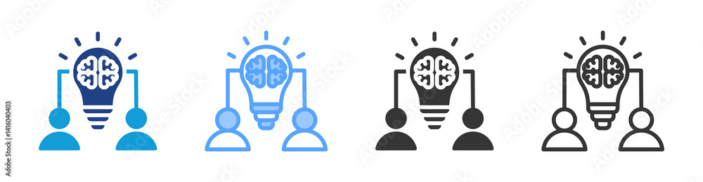 Poster Brainstorming icon set multiple style collection