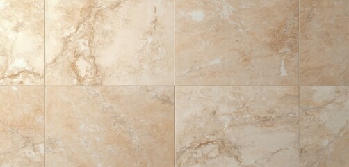 Fototapeta premium Travertine marble stone texture for wall tiles. Light brown, beige. Natural stone slabs for floors and wall decoration. Elegant design for bathroom, kitchen, modern interior.